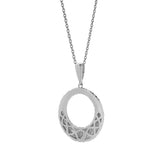 Miravel 0.01 Ct Diamond Textured Circle Pendant Necklace in 925 Sterling Silver