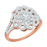 Caeloria 14K Rose Gold Diamond Cluster Ring – 0.95 Ct