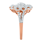 Caeloria 14K Rose Gold Diamond Cluster Ring – 0.95 Ct
