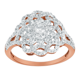 Caeloria 14K Rose Gold Diamond Cluster Ring – 0.95 Ct