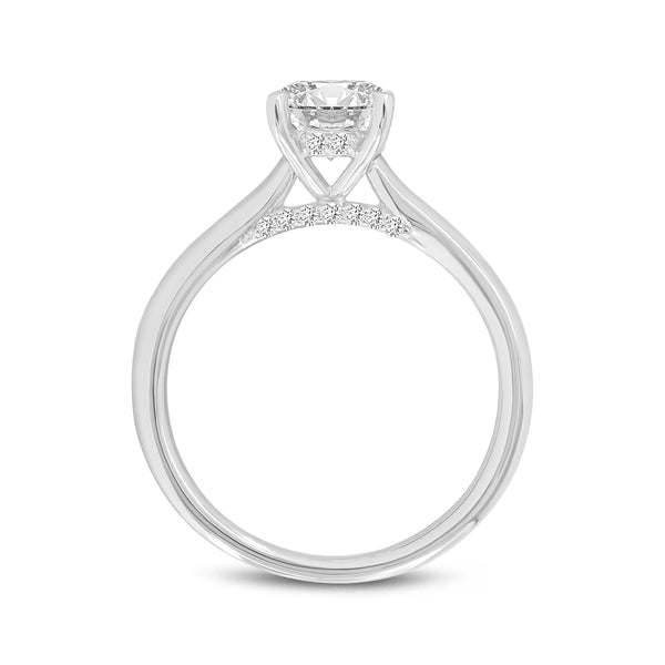 Certified Lab Grown Diamond Round Hidden Halo Engagement Ring (1.23 ctw) in 14K Gold