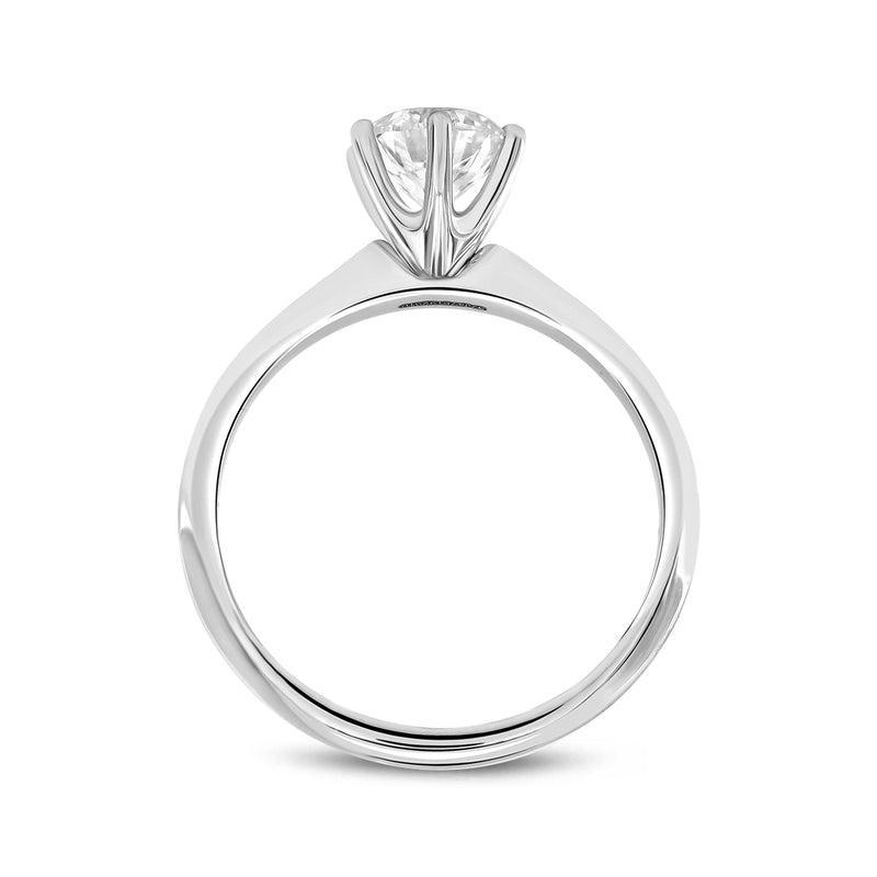 Certified Round Shape Lab Grown Diamond (1.00 ctw) Timeless Solitaire Ring in 14K White Gold