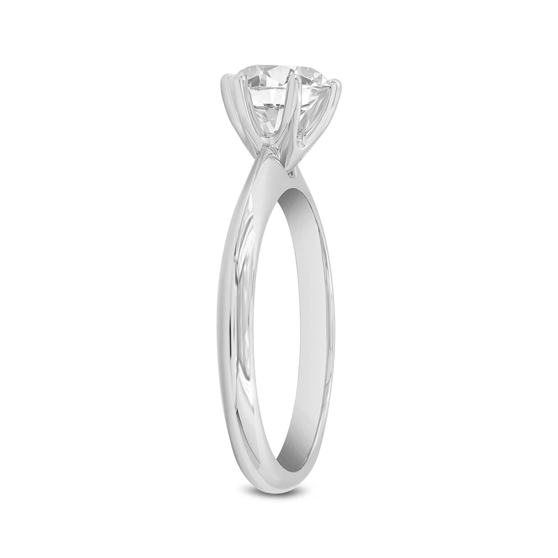 Certified Round Shape Lab Grown Diamond (1.00 ctw) Timeless Solitaire Ring in 14K White Gold