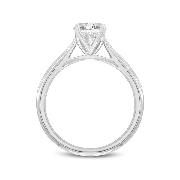 Certified Round Shape Lab Grown Diamond (1.01 ctw) Solitaire Ring in 14K White Gold