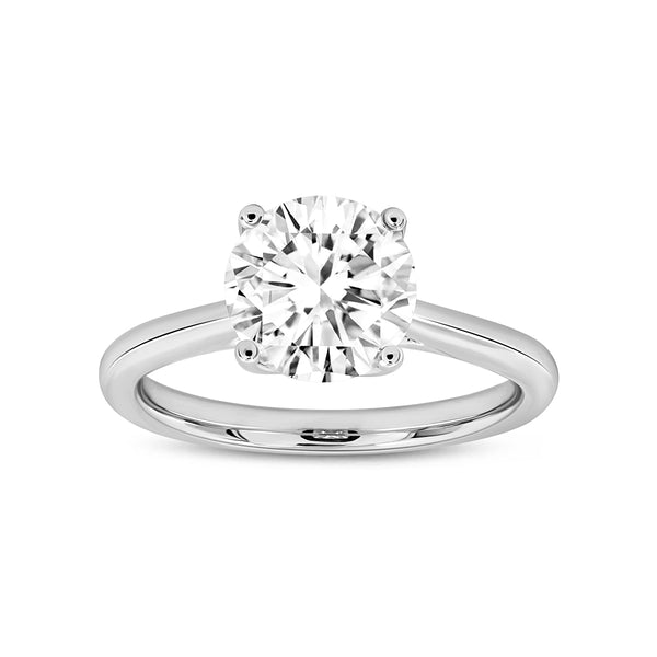 Certified Lab Grown Round Diamond Cathedral Solitaire Ring (2.07 ctw) in 14K Gold