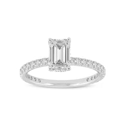 Certified Lab Grown Emerald Cut Hidden Halo Solitaire Diamond Ring (1.70 ctw) in 14K Gold