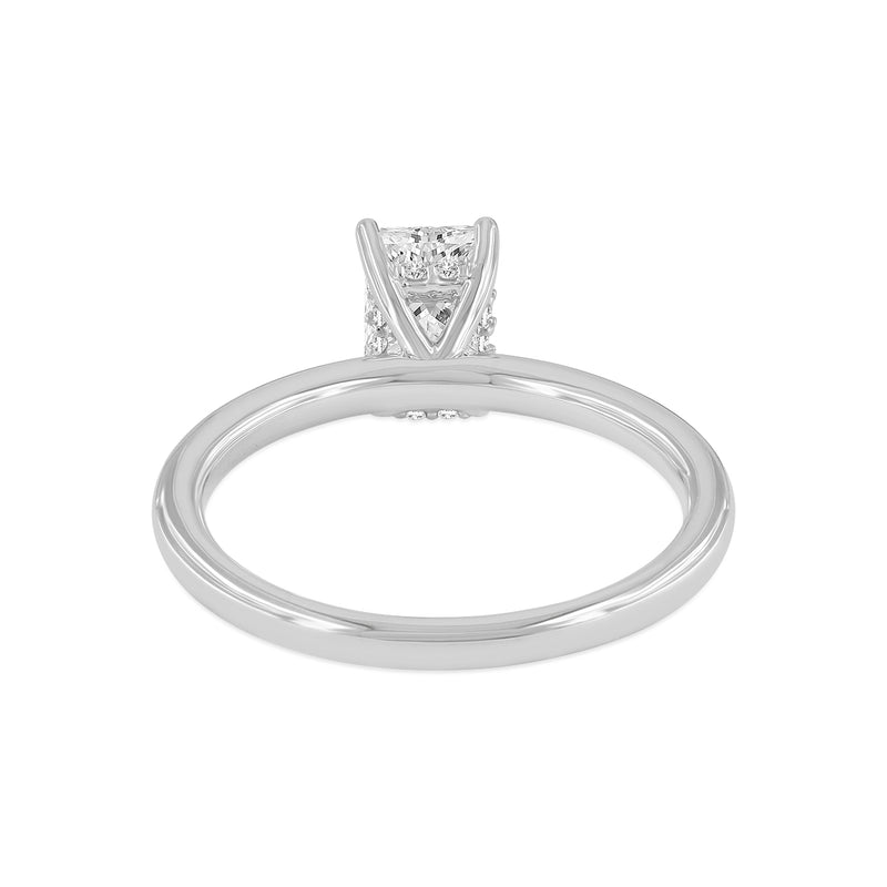 Certified Lab Grown Emerald Cut Cathedral Hidden Halo Solitaire Diamond Ring (1.07 ctw) in 14K Gold