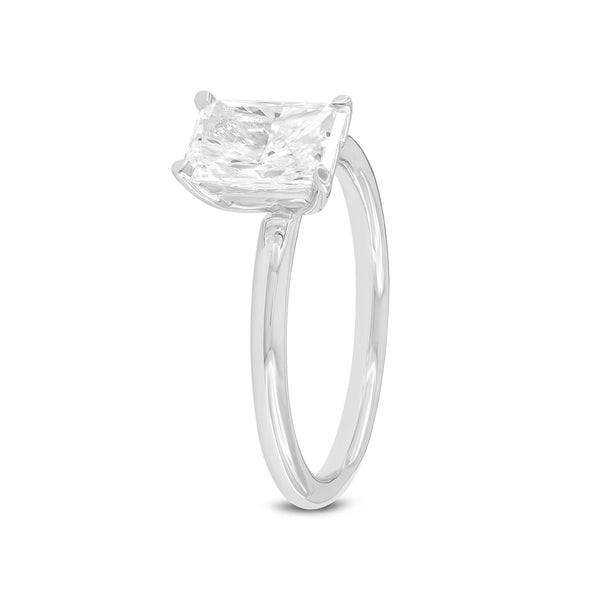 Certified Lab Grown Radiant Cut Solitaire Diamond Ring (1.55 ctw) in 14K Gold