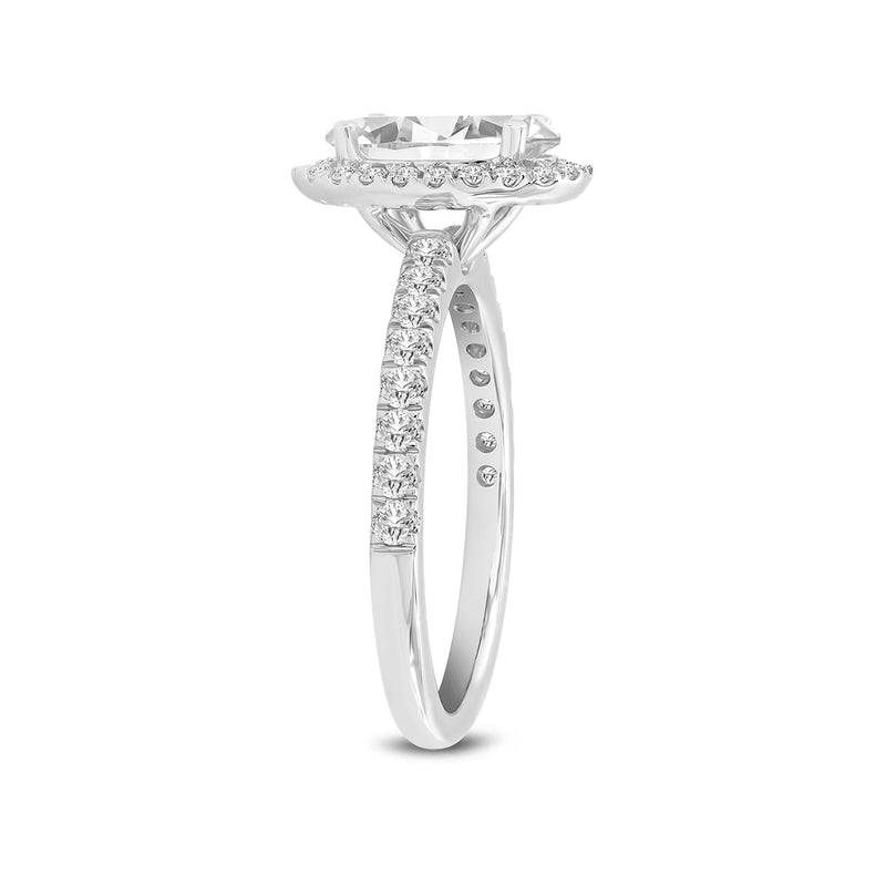 Certified Lab Grown Oval Halo Diamond Ring (1.99 ctw) in 14K Gold