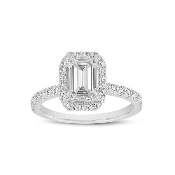 Certified Lab Grown Radiant Cut Halo Diamond Ring (2.05 ctw) in 14K Gold