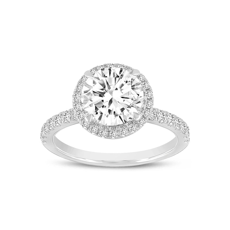Certified Lab Grown Round Halo Cathedral Diamond Ring (2.59 ctw) in 14K Gold