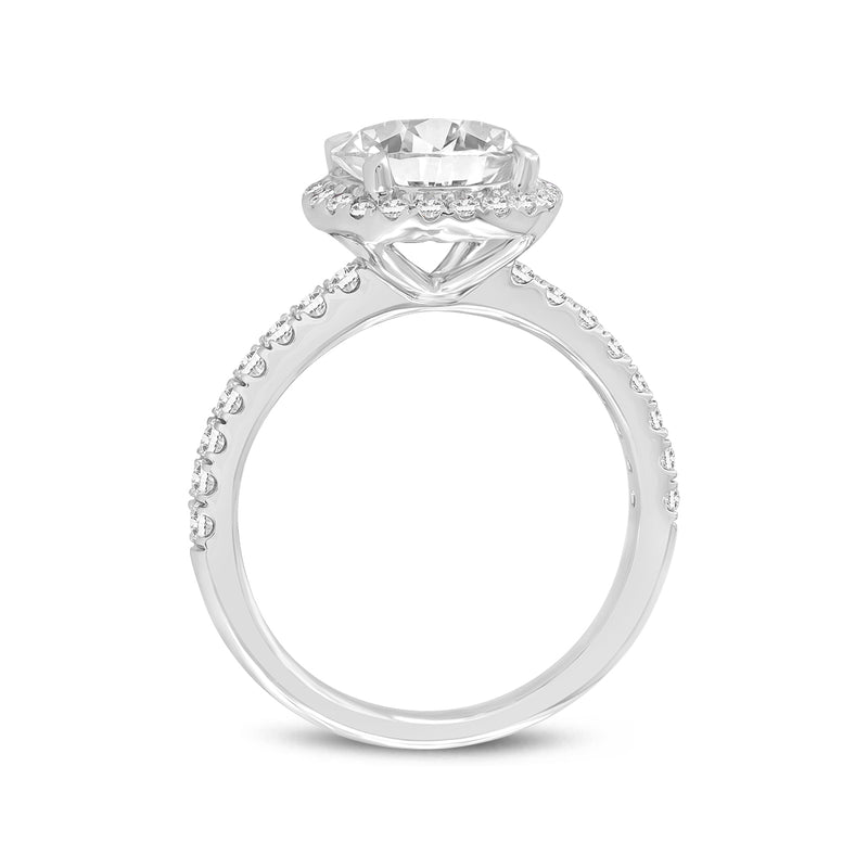 Certified Lab Grown Round Halo Cathedral Diamond Ring (2.59 ctw) in 14K Gold