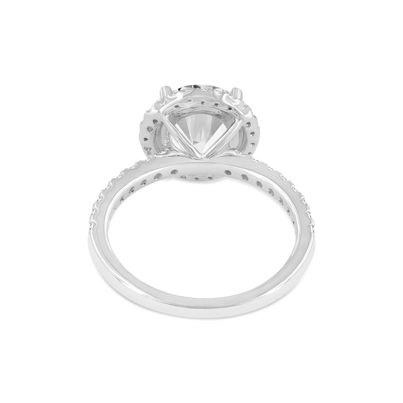 Certified Lab Grown Round Halo Signature Diamond Ring (3.00 ctw) in 14K Gold