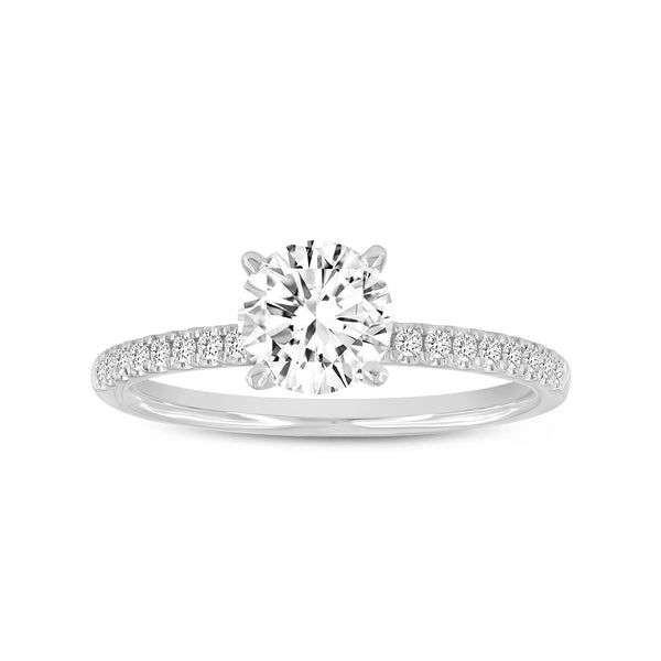 Certified Round Shape Lab Grown Diamond (1.14 ctw) Ring in 14K White Gold