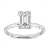 IGI Certified Cultured Diamond Emerald Cut Solitaire Hidden Halo Ring (1.60 ctw) in 14K Gold