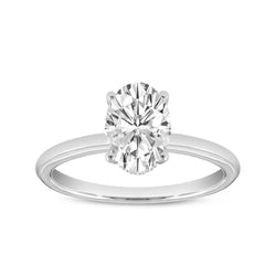 Certified Lab Grown Diamond Oval Solitaire Hidden Halo Ring (1.57 ctw) in 14K Gold