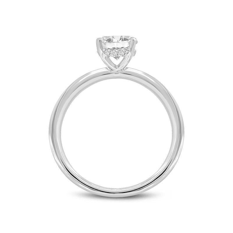 Certified Lab Grown Diamond Oval Solitaire Hidden Halo Ring (1.57 ctw) in 14K Gold