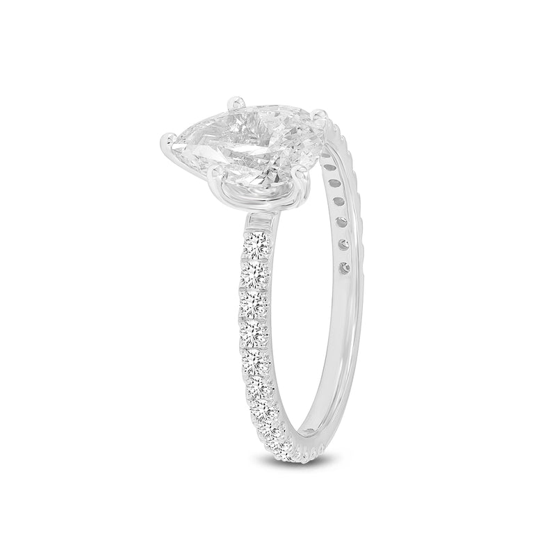 Certified Pear Cut Lab Grown Diamond (1.98 ctw) Ring in 14K White Gold
