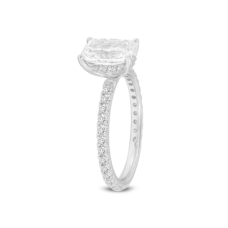 Certified Radiant Cut Lab Grown Diamond (2.25 ctw) Hidden Halo Ring in 14K White Gold