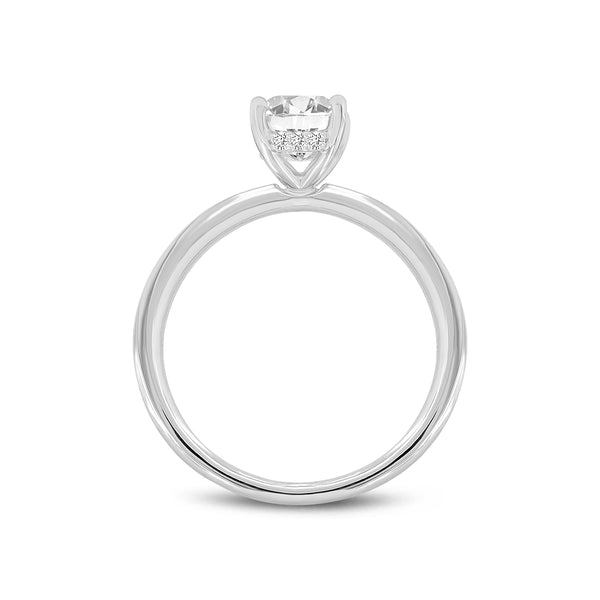 Certified Radiant Cut Lab Grown Diamond (1.57 ctw) Hidden Halo Ring in 14K White Gold