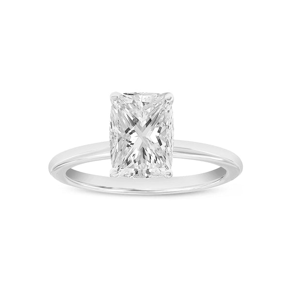 Certified Cushion Cut Cultured Diamond (2.7 ctw) Hidden Halo Ring in 14K White Gold