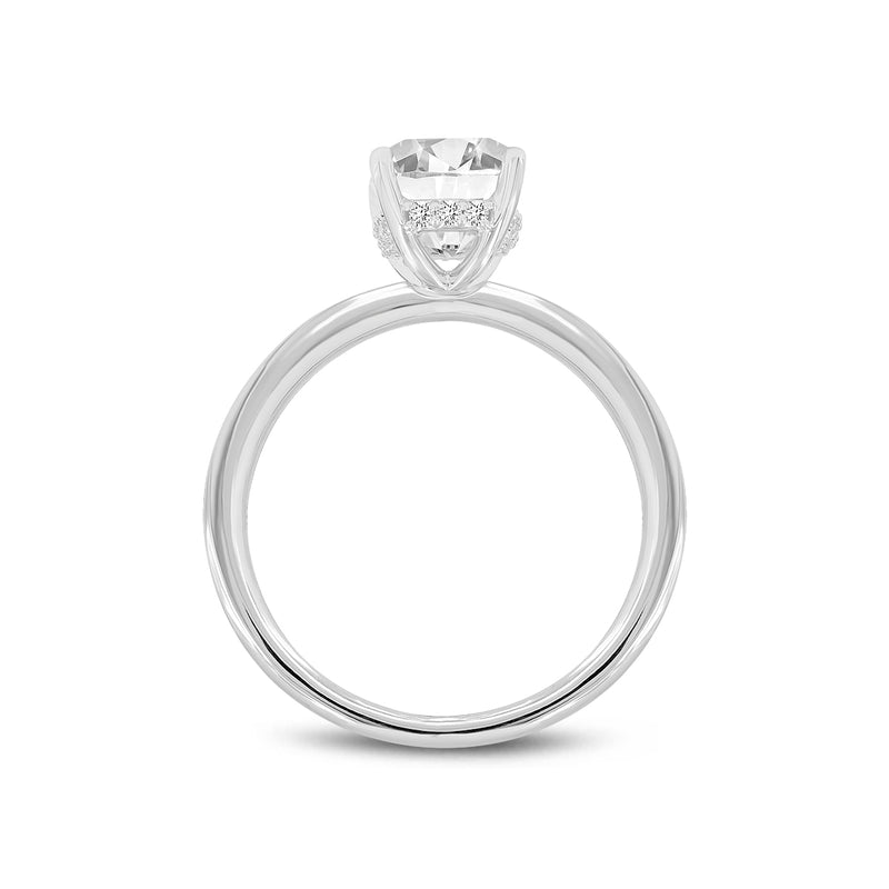 Certified Cushion Cut Lab Grown Diamond (2.7 ctw) Hidden Halo Ring in 14K White Gold