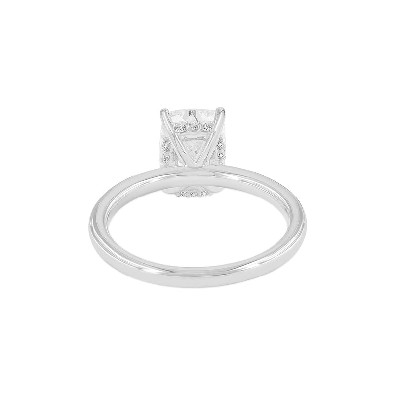 Certified Cushion Cut Cultured Diamond (2.7 ctw) Hidden Halo Ring in 14K White Gold