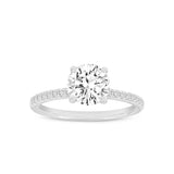 Certified Round Shape Lab Grown Diamond (1.7 ctw) Ring in 14K White Gold