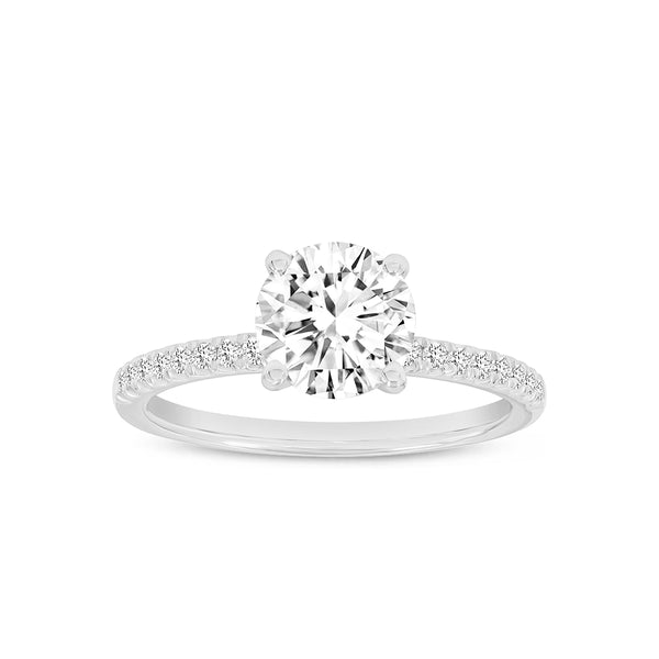 Certified Round Shape Lab Grown Diamond (1.7 ctw) Ring in 14K White Gold