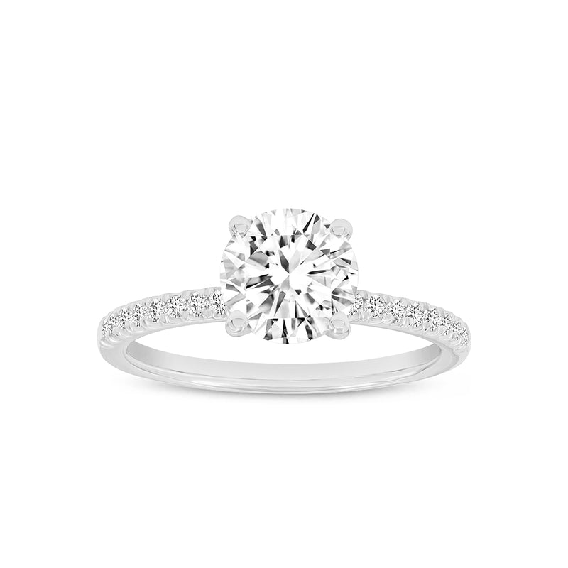 Certified Round Shape Lab Grown Diamond (1.7 ctw) Ring in 14K White Gold