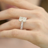 Maelis 14K White Gold Radiant Lab Grown Diamond Hidden Halo Engagement Ring – 7.45 cts