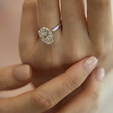 Evania 14K White Gold Oval Cathedral Lab Grown Diamond Hidden Halo Engagement Ring - 5.15 cts