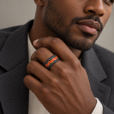 Fire in My Soul Black Rhodium Plated Sterling Silver Textured Red Orange Enamel Band Ring