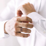 Slam Dunk Basketball Brown Rhodium Plated Sterling Silver Black Diamond Ring