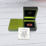 Earth & Fire Black Rhodium Plated Sterling Silver Textured Red Orange Enamel Band Ring
