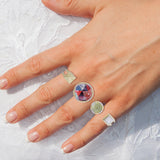 Envy Me Multifinger Prehnite & Moonstone Diamond Open Ring in 14K Yellow Gold Plated Sterling Silver