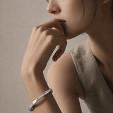 Starlit Grace 0.07 Ct Diamond Bangle in 925 Sterling Silver