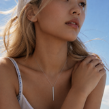 Kira 0.08 Ct Diamond Bar Pendant in 925 Sterling Silver