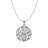 Lysandra 0.02 Ct Diamond Filigree Disc Pendant in 925 Sterling Silver