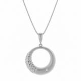 Calindra 0.01 Ct Diamond Crescent Circle Pendant Necklace in 925 Sterling Silver