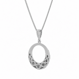 Calindra 0.01 Ct Diamond Crescent Circle Pendant Necklace in 925 Sterling Silver