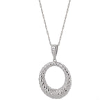 Miravel 0.01 Ct Diamond Textured Circle Pendant Necklace in 925 Sterling Silver