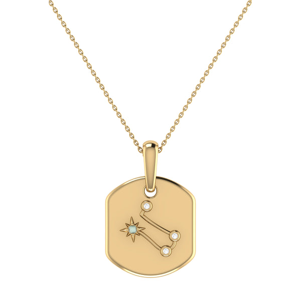 Gemini Twin Moonstone & Diamond Constellation Tag Pendant Necklace in 14K Yellow Gold Vermeil on Sterling Silver