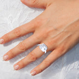 Sagittarius Archer Blue Topaz & Diamond Constellation Signet Ring in 14K White Gold