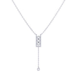 Traffic Light Bolo Adjustable Diamond Lariat Necklace in 14K White Gold Vermeil on Sterling Silver