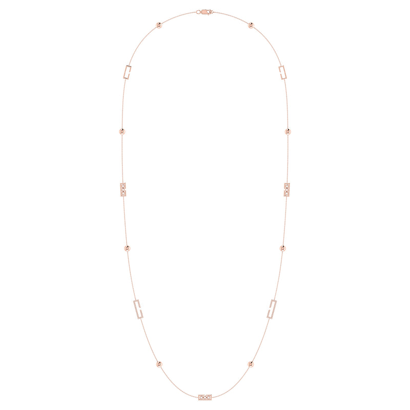 Traffic Light Layered Diamond Necklace in 14K Rose Gold Vermeil on Sterling Silver