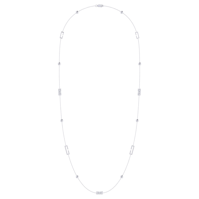 Traffic Light Layered Diamond Necklace in Sterling Silver