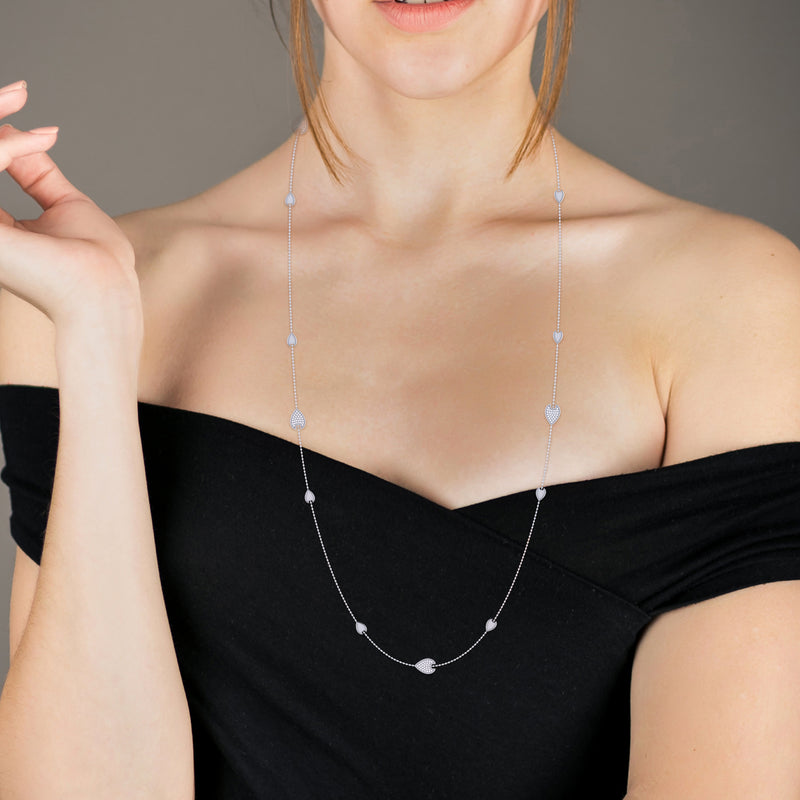 Avani Raindrop Layered Diamond Necklace in 14K White Gold
