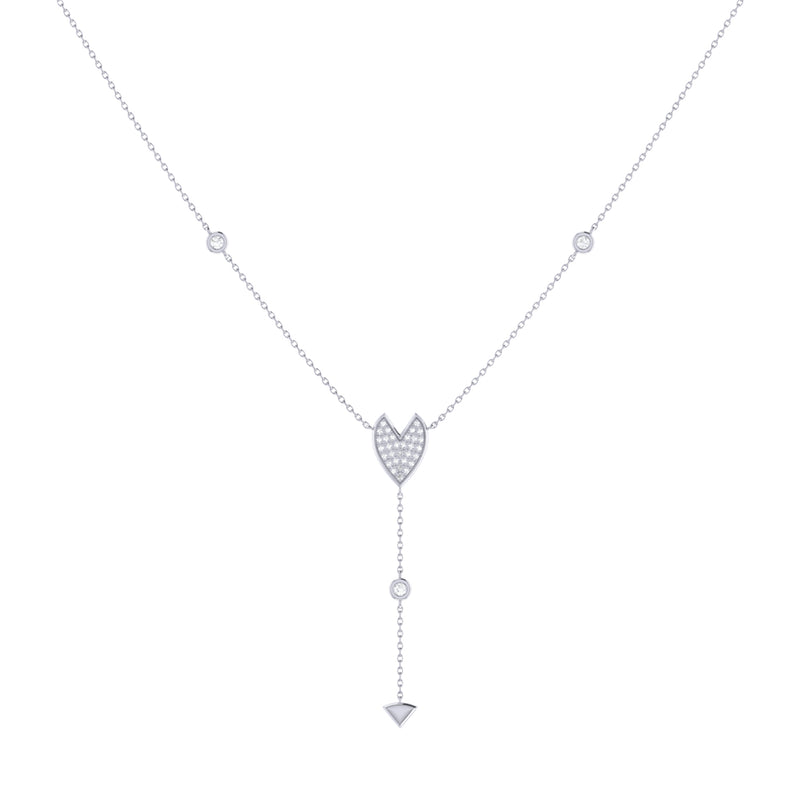 Raindrop Drip Diamond Y Necklace in Sterling Silver