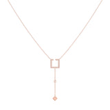 Street Light Open Square Bolo Adjustable Diamond Lariat Necklace in 14K Rose Gold Vermeil on Sterling Silver